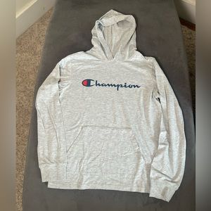 Youth boys size Large Champion brand long sleeve t-shirt with hood. EUC!
